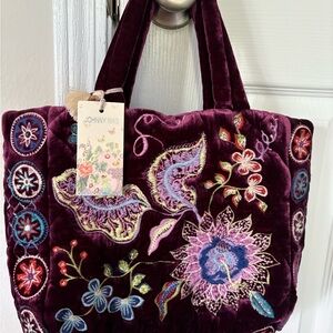 Johnny Was Pacifica Quilted Embroidered Tote